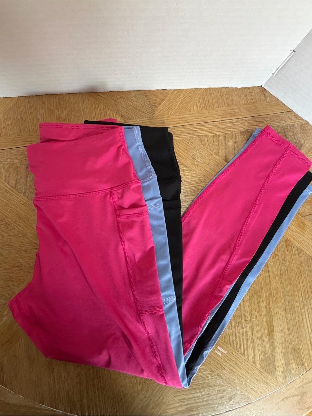 Women’s Active Leggings - Hot Pink, Black & Light Blue